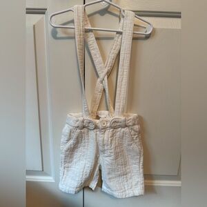Kidichic Kids White Suspender Shorts